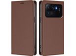Custodia In Pelle Per Xiaomi Mi 11 Ultra, Custodia Flip Magnetica In Finto Cuoio Con Supporto Marrone