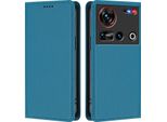 Custodia Per Telefono Cellulare Per Zte Nubia Z70 Ultra/Z70S Ultra, Flip Cover In Finto Cuoio Antiurto Magnetica Con Supporto Blu