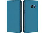 Custodia In Pelle Per Samsung Galaxy S7, Flip Case Magnetico In Finto Cuoio Con Supporto Lake Blu