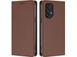 Custodia In Pelle Per Samsung Galaxy A33 5G, Flip Case Magnetico In Finto Cuoio Con Supporto Marrone
