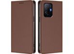 Custodia Per Xiaomi 11T / Xiaomi 11T Pro, Flip Cover In Finto Cuoio Antiurto Magnetica Con Supporto Marrone