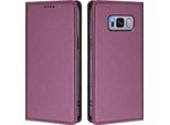 Custodia In Pelle Per Samsung Galaxy S8 Plus, Flip Case Magnetico In Finto Cuoio Con Supporto Viola