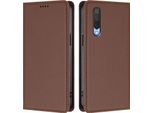 Custodia In Pelle Per Xiaomi Mi Cc9E / Mi A3, Custodia Magnetica In Finto Cuoio Con Supporto Marrone