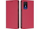 Custodia In Pelle Per Vodafone Smart M25/TCL 501, Custodia Flip Magnetica In Finto Cuoio Con Supporto Rosso