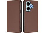 Custodia Per Xiaomi Redmi Note 13 4G, Flip Cover In Finto Cuoio Antiurto Magnetica Con Supporto Marrone