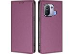Custodia Per Xiaomi Mi 11 Pro, Flip Cover In Finto Cuoio Antiurto E Magnetica Con Supporto Viola