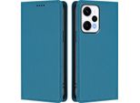 Custodia In Pelle Per Xiaomi Poco F5/Redmi Note 12 Turbo 5G, Custodia Flip Magnetica In Finto Cuoio Con Supporto Lake Blu