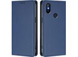 Custodia In Pelle Per Xiaomi Mi A2 (Mi 6X), Flip Case Magnetico In Finto Cuoio Con Supporto Blu Scuro