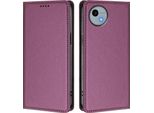 Custodia In Pelle Per Sharp Aquos Wish4, Custodia Magnetica In Finto Cuoio Con Supporto Viola