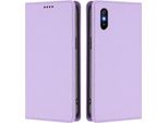 Custodia In Pelle Per Xiaomi Redmi 9A, Custodia Flip Magnetica In Finto Cuoio Con Supporto Viola Chiaro