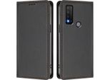 Custodia Per Telefono Cellulare Per Tcl 20R, Flip Cover In Finto Cuoio Antiurto Magnetica Con Supporto Nero