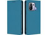 Custodia Per Xiaomi Mi 11 Pro, Flip Cover In Finto Cuoio Antiurto E Magnetica Con Supporto Blu