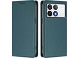 Custodia In Pelle Per Xiaomi Poco F6 Pro, Custodia Magnetica In Finto Cuoio Con Supporto Verde