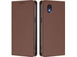 Custodia Per Telefono Cellulare Per Tcl 201, Flip Cover In Finto Cuoio Antiurto Custodia Magnetica Con Supporto Marrone