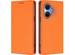 Custodia In Pelle Per Xiaomi Poco F7/Redmi Turbo 4 Pro, Custodia Flip Magnetica In Finto Cuoio Con Supporto Arancione