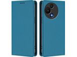 Custodia Per Telefono Cellulare Per Tcl 605 / Tcl 60 Se, Custodia Magnetica Antiurto Con Supporto In Finto Cuoio Flip Cover Blu