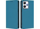 Custodia In Pelle Per Xiaomi Poco M6 Pro 5G/Redmi 12 4G/5G, Custodia Flip Magnetica In Finto Cuoio Con Supporto Lake Blu