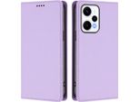 Custodia In Pelle Per Xiaomi Poco F5/Redmi Note 12 Turbo 5G, Custodia Flip Magnetica In Finto Cuoio Con Supporto Viola Chiaro