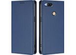 Custodia Per Xiaomi Mi A1 (Mi 5X), Flip Cover In Finto Cuoio Antiurto Magnetica Con Supporto Blu Scuro