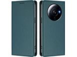 Custodia Per Xiaomi 12S Ultra, Flip Cover In Finto Cuoio Antiurto E Magnetica Con Supporto Verde
