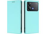 Custodia Per Xiaomi Poco X6 Neo, Flip Cover In Finto Cuoio Antiurto Magnetica Con Supporto Turchese