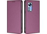 Custodia Per Xiaomi 12 /Xiaomi 12X /Xiaomi 12S, Flip Cover In Finto Cuoio Antiurto Magnetica Con Supporto Viola