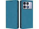 Custodia In Pelle Per Xiaomi Redmi K70 Ultra, Custodia Flip Magnetica In Finto Cuoio Con Supporto Lake Blu