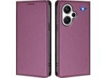 Custodia In Pelle Per Xiaomi Redmi Note 13 Pro+, Custodia Flip Magnetica In Finto Cuoio Con Supporto Viola