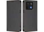 Custodia Per Xiaomi 14T Pro, Flip Cover In Finto Cuoio Antiurto E Magnetica Con Supporto Nero