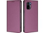 Custodia Per Xiaomi Redmi Note 10S/Note 10 4G, Flip Cover In Finto Cuoio Antiurto Magnetica Con Supporto Viola