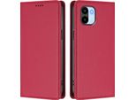 Custodia Per Xiaomi Redmi A1 / A2, Flip Cover In Finto Cuoio Antiurto Magnetica Con Supporto Rosso