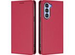 Custodia Per Telefono Cellulare Per Zte Nubia S, Flip Cover In Finto Cuoio Antiurto Magnetica Con Supporto Rosso