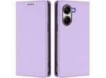Custodia In Pelle Per Xiaomi Poco X7 Pro, Custodia Magnetica In Finto Cuoio Con Supporto Viola Chiaro