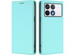 Custodia In Pelle Per Xiaomi Poco F6 Pro, Custodia Magnetica In Finto Cuoio Flip Con Supporto Verde Menta