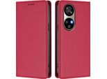 Custodia In Pelle Per Ulefone Note 17 Pro, Flip Case Magnetico In Finto Cuoio Con Supporto Rosso