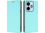 Custodia Per Xiaomi Redmi 13 4G, Flip Cover In Finto Cuoio Antiurto Magnetica Con Supporto Turchese