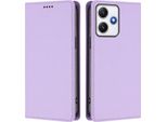Custodia In Pelle Per Xiaomi Poco M6 Pro 5G/Redmi 12 4G/5G, Custodia Flip Magnetica In Finto Cuoio Con Supporto Viola Chiaro