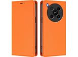 Custodia Per Telefono Cellulare Per Zte Blade V70 Max/Nubia V70 Max,Poliuretanoleather Flip Cover Custodia Magnetica Antiurto Con Supporto Arancione