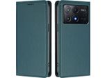 Custodia Per Xiaomi Poco X6 Pro, Flip Cover In Finto Cuoio Antiurto Magnetica Con Supporto Verde