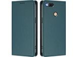 Custodia In Pelle Per Xiaomi Mi A1 (Mi 5X), Flip Case Magnetico In Finto Cuoio Con Supporto Verde
