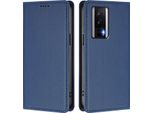 Custodia In Pelle Per Xiaomi Poco F5 Pro/Redmi K60/K60 Pro, Custodia Flip Magnetica In Finto Cuoio Con Supporto Blu Scuro