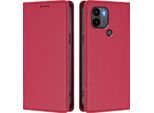 Custodia Per Xiaomi Redmi A1+/A2+, Flip Cover In Finto Cuoio Antiurto Magnetica Con Supporto Rosso