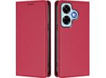 Custodia Per Xiaomi Redmi Note 13 4G, Flip Cover In Finto Cuoio Antiurto E Magnetica Con Supporto Rosso