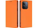 Custodia Per Xiaomi Redmi 15C 5G/4G, Custodia Magnetica Antiurto In Finto Cuoio Flip Cover Con Supporto Arancione