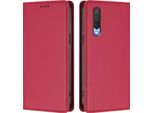 Custodia Per Xiaomi Mi Cc9E / Mi A3, Flip Cover In Finto Cuoio Antiurto Magnetica Con Stand Rosso