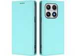 Custodia Per Xiaomi 17, Flip Cover In Finto Cuoio Antiurto Magnetica Con Supporto Turchese