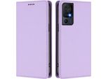 Custodia Per Telefono Cellulare Per Tcl 40 Se, Flip Cover In Finto Cuoio Antiurto Magnetica Con Supporto Viola