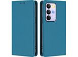 Custodia In Pelle Per Realme C85, Flip Case Magnetico In Finto Cuoio Con Supporto Lake Blu