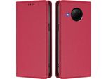 Custodia Per Xiaomi Mi 10T Lite, Flip Cover In Finto Cuoio Antiurto Magnetica Con Supporto Rosso