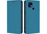 Custodia In Pelle Per Xiaomi Poco C40/Redmi 10C, Custodia Flip Magnetica In Finto Cuoio Con Supporto Lake Blu